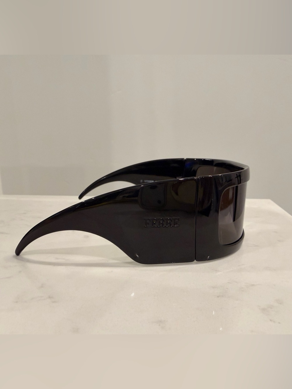 Gianfranco Ferré Glossy Black Shield Sunglasses